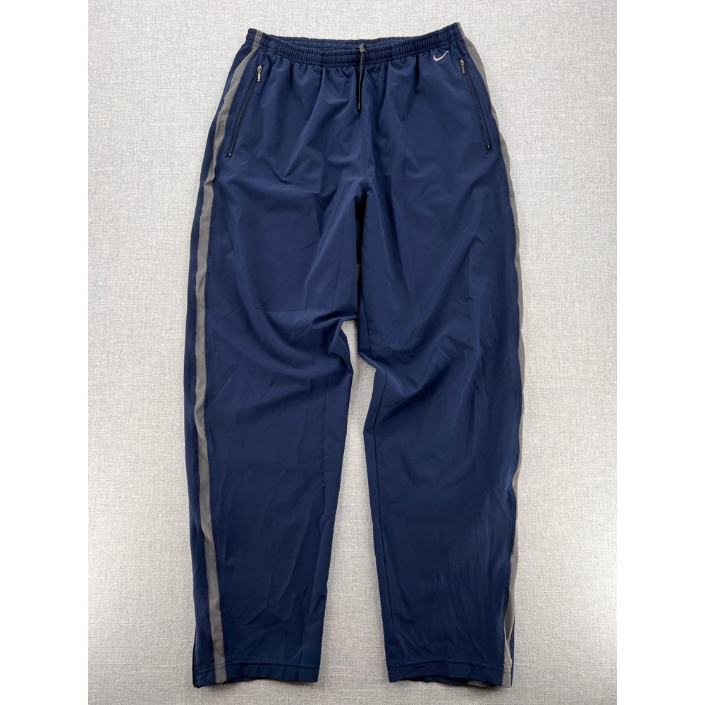 Nike Track Pants Men XL Navy Athletic Trackies Zip Ankle Swoosh Athleisure Y2K